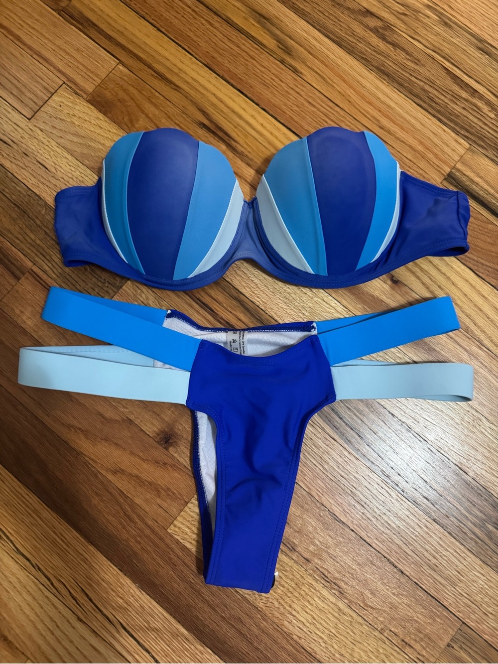 Blue Multi-Tone Women's Push-Up Bikini Set